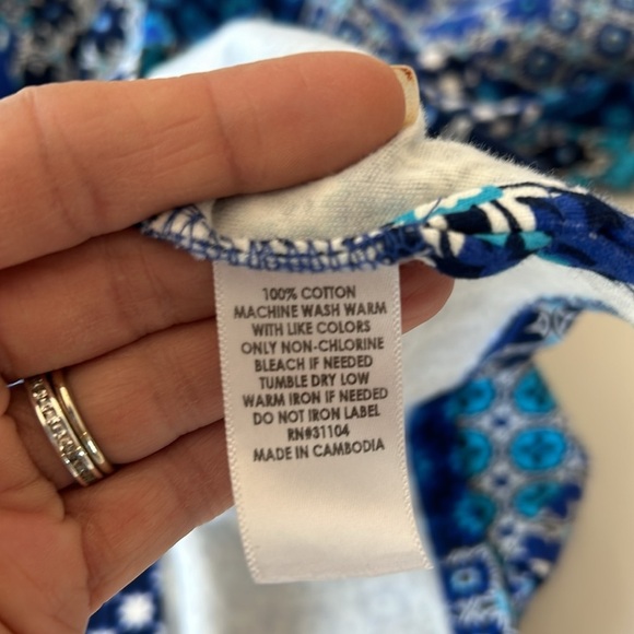 Kim Rogers Woman Blue Patchwork Design V Neck Tunic Sz 2x - Picture 7 of 11